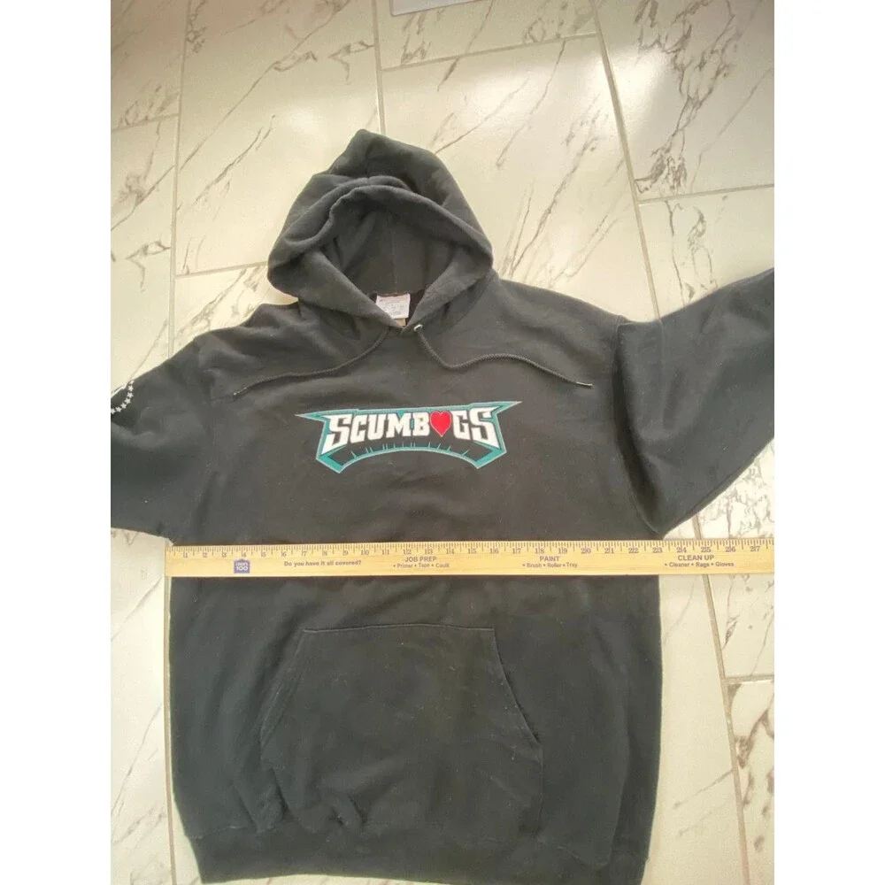 Champion Men's L Black Hoodie Scumbags Graphic Pullover Sweatshirt 50 Cotton